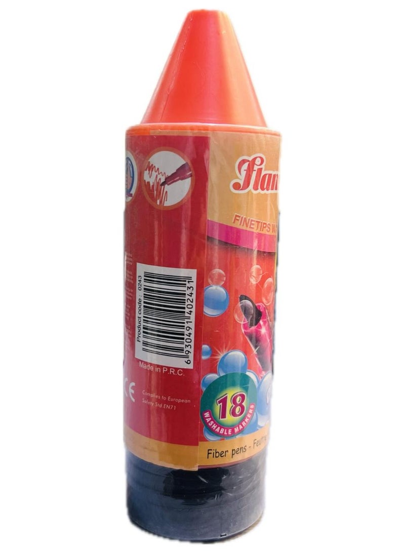 Flamingo Kids Washable Marker Tube – 18 Vibrant Shades - Image 3
