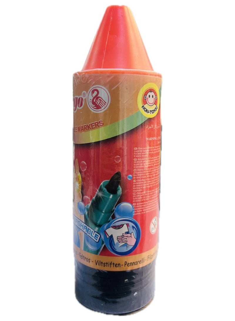 Flamingo Kids Washable Marker Tube – 18 Vibrant Shades - Image 5