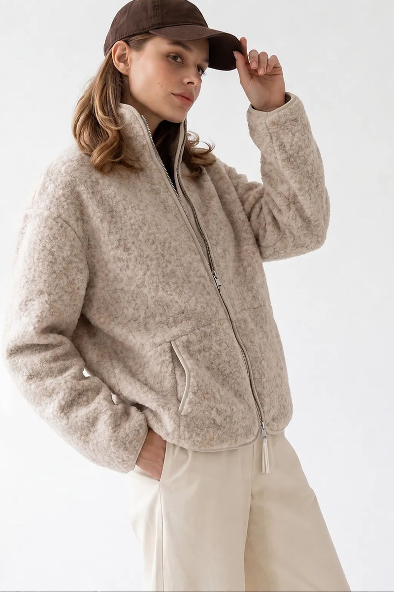 MIXRAY Women's Half Zip Textured Sweatshirt - Image 1