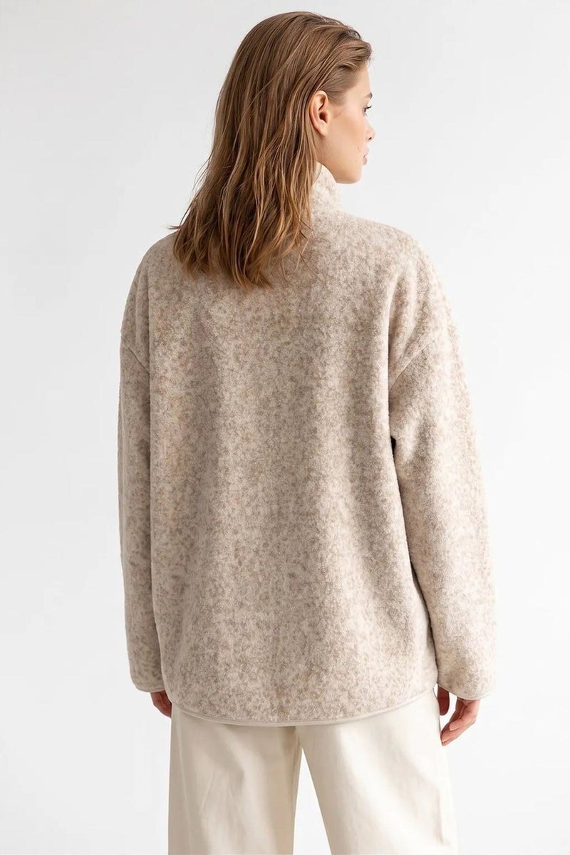 MIXRAY Women's Half Zip Textured Sweatshirt - Image 4