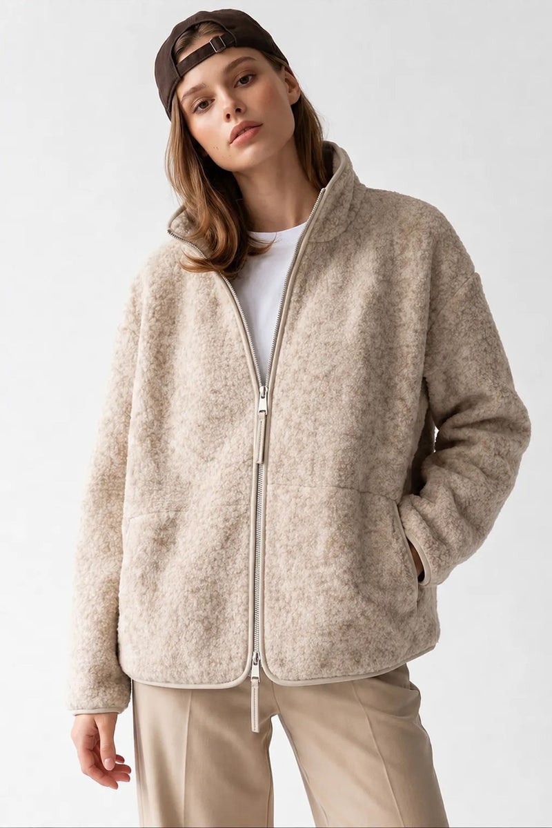 MIXRAY Women's Half Zip Textured Sweatshirt - Image 2