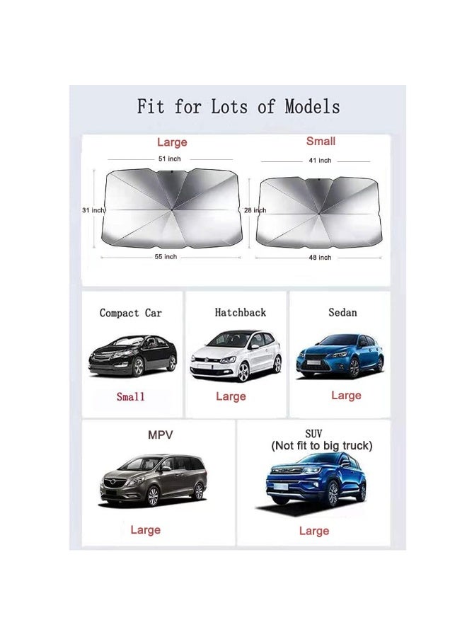 Shield Shade Windshield Umbrella Sun Shade Cover Visor – Automotive Front Sunshade for Various Windshields, Heat Protection and UV Blocker - Image 5