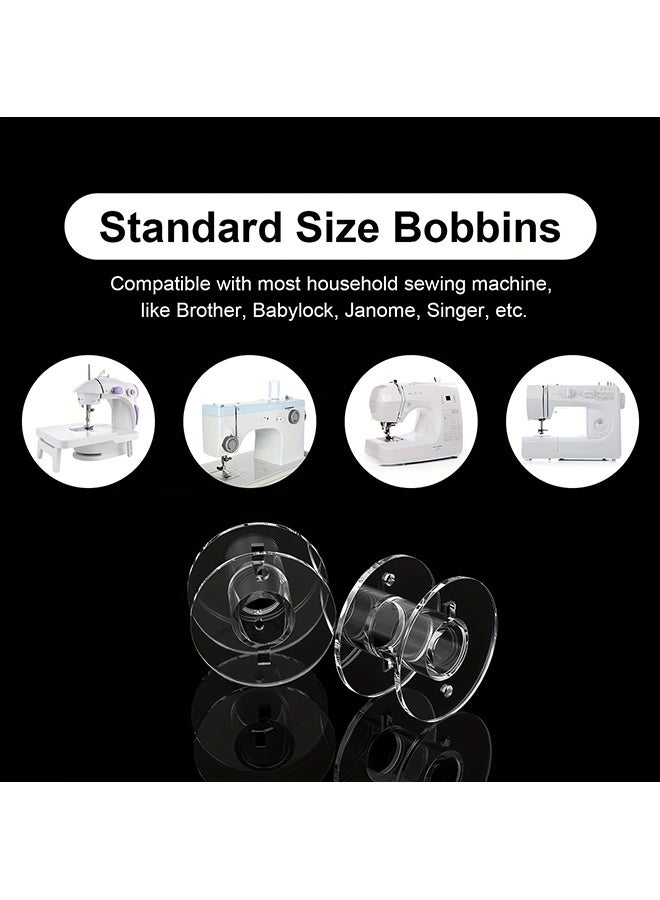Wffo 50Pcs Clear Plastic Sewing Spools with 2 Storage Box, Universal Compatible Spools for Sewing Accessories, Thread Spool Holder and DIY Projects, Transparent - Image 4