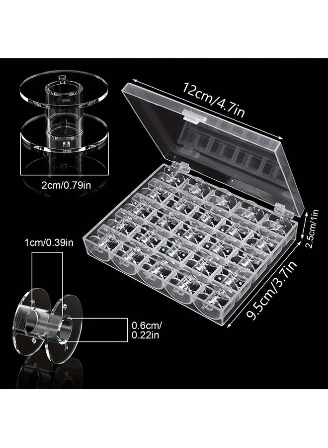Wffo 50Pcs Clear Plastic Sewing Spools with 2 Storage Box, Universal Compatible Spools for Sewing Accessories, Thread Spool Holder and DIY Projects, Transparent - Image 2