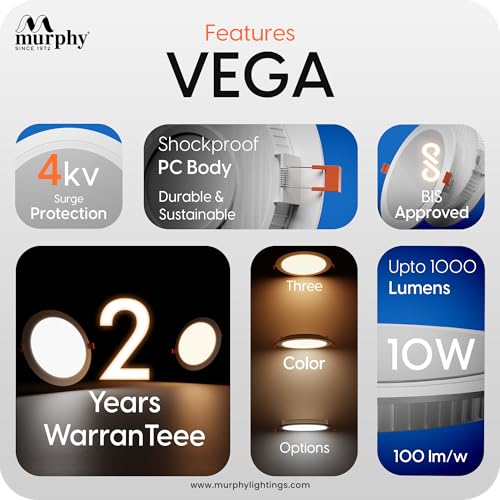 Murphy PC 10W Vega 3-In-1 Round Led Panel Ceiling Color Changing Light (Cool White/Warm White/Natural White) - Pack Of 8 - Image 3