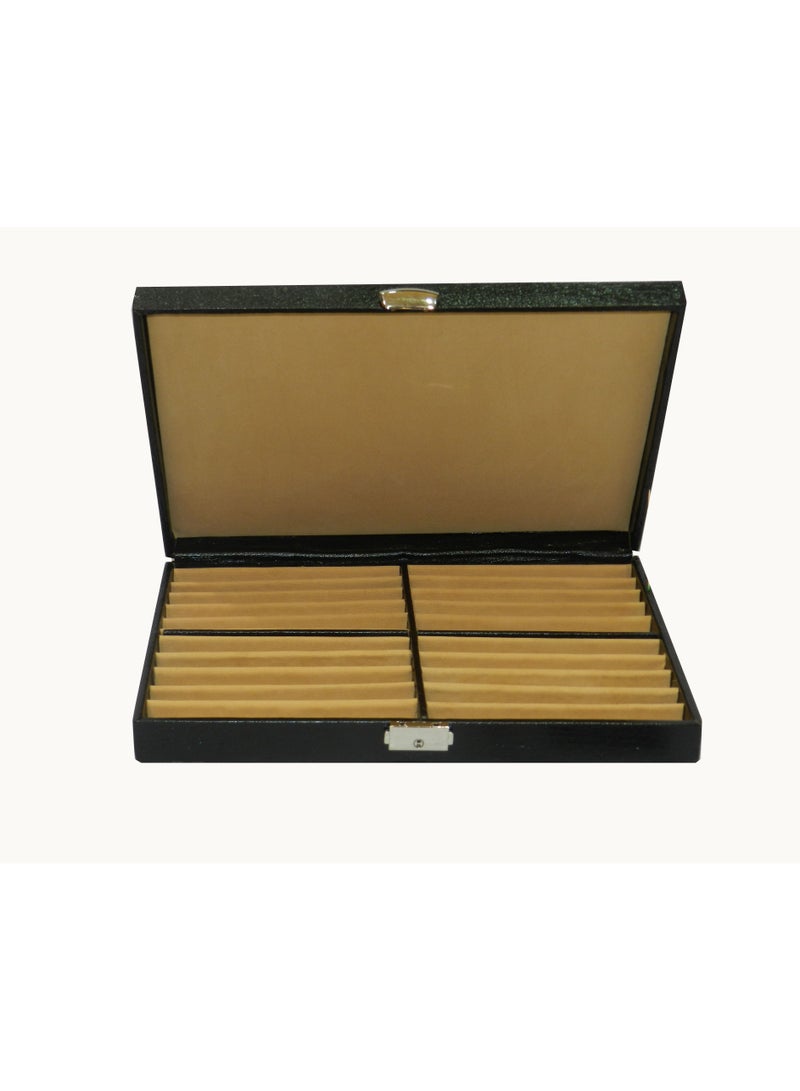 LAVERI LEATHER Laveri 20 Piece Genuine Leather Pen  Case Storage and Fountain Pen , Chain, Braslets Organizer Box with Key Lock - Image 1