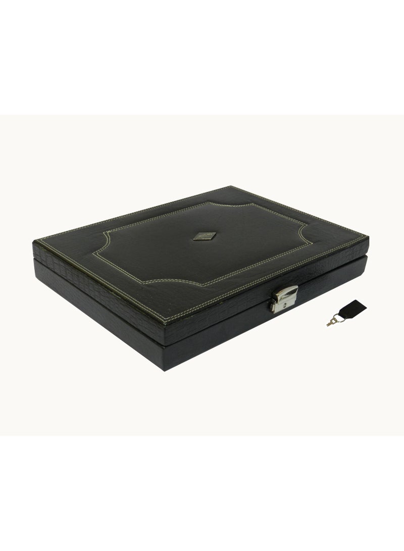 LAVERI LEATHER Laveri 20 Piece Genuine Leather Pen  Case Storage and Fountain Pen , Chain, Braslets Organizer Box with Key Lock - Image 5