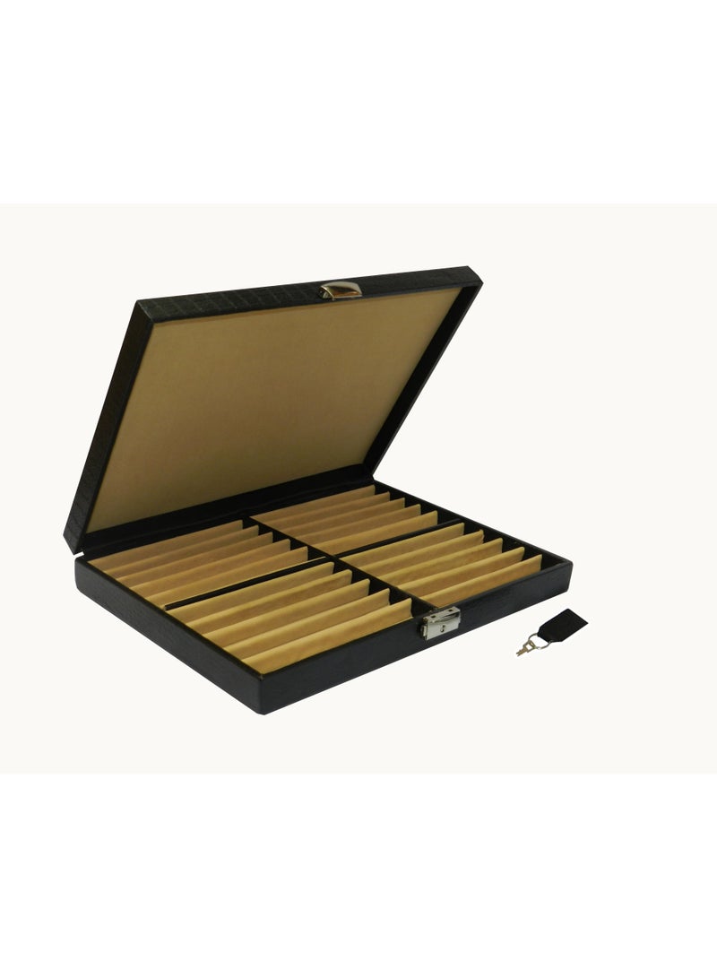 LAVERI LEATHER Laveri 20 Piece Genuine Leather Pen  Case Storage and Fountain Pen , Chain, Braslets Organizer Box with Key Lock - Image 4