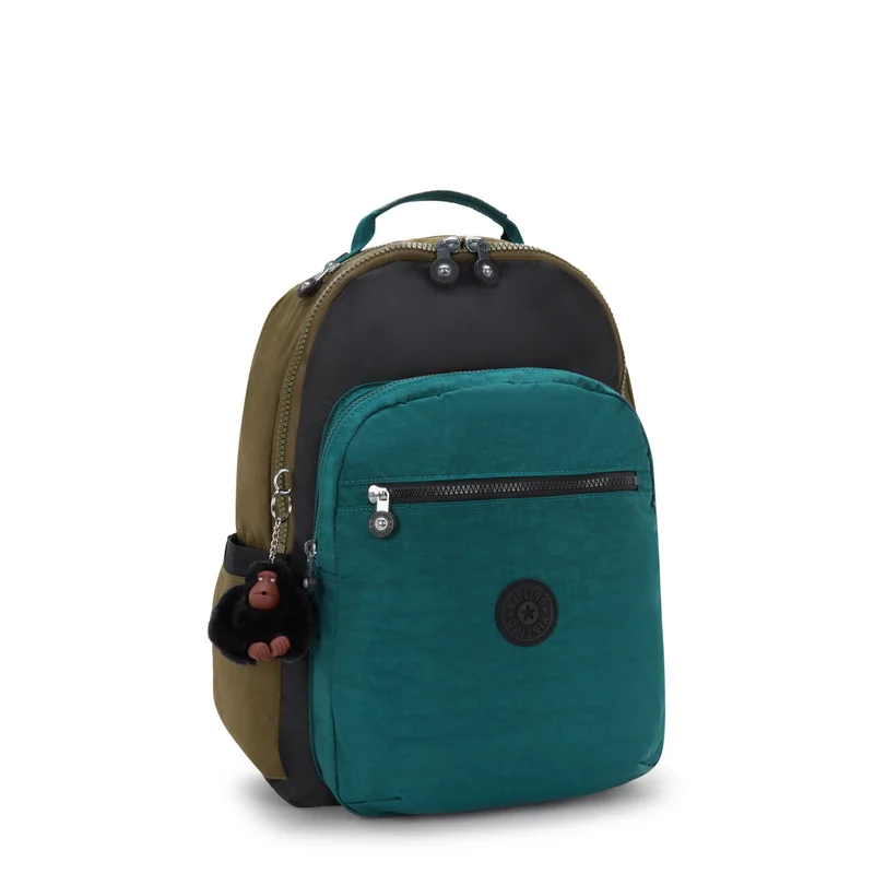 Kipling  Kipling  Seoul Black Khaki Bl Large Backpack I5140-5FY  | Best Price UAE