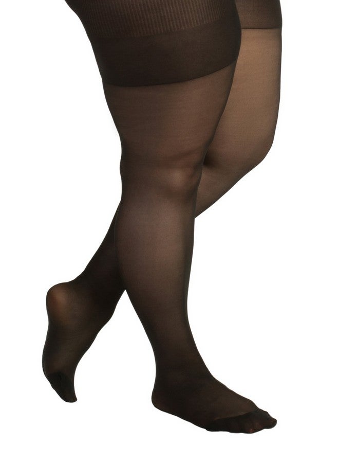 Silky Toes Plus Size Pantyhose for Women Soft Sheer Queen Tights 2 Pairs (3X-4X, Black) - Image 2