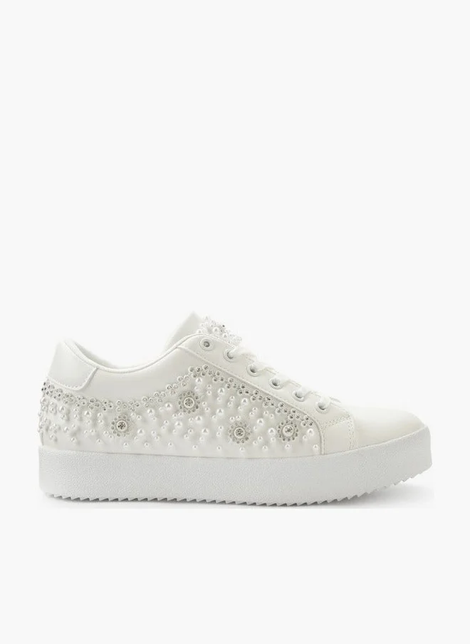 Celeste Women Embellished Lace-Up Sneakers