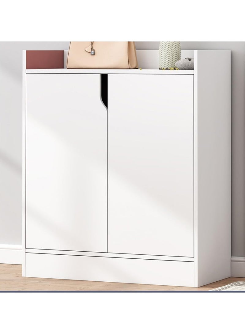 YQbest Shoe Cabinet for Entryway: 6-Tier Shoe Organizer Cabinet Freestanding Wood Shoe Rack with Doors Adjustable Shelves for Hallway, Closet, Living Room(White 60x25x80cm) - Image 1