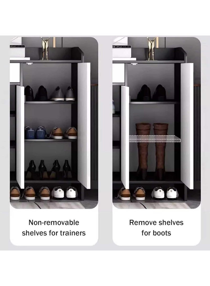 YQbest Shoe Cabinet for Entryway: 6-Tier Shoe Organizer Cabinet Freestanding Wood Shoe Rack with Doors Adjustable Shelves for Hallway, Closet, Living Room(White 60x25x80cm) - Image 5