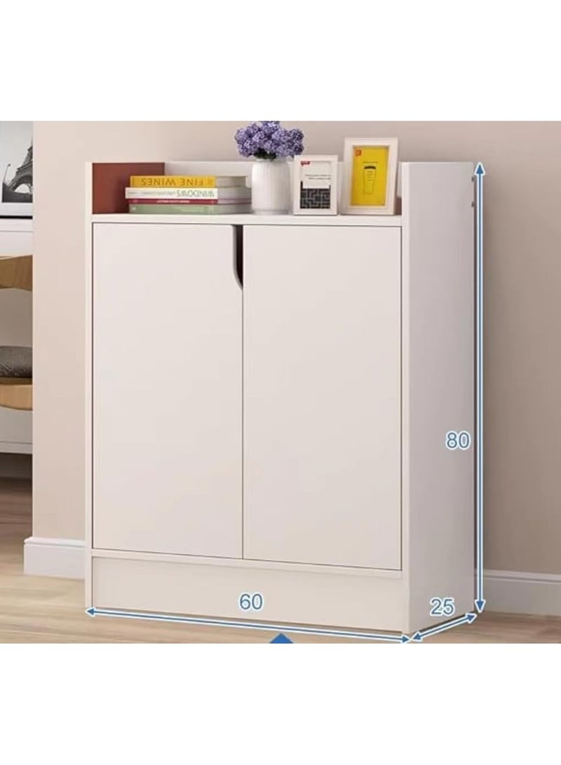 YQbest Shoe Cabinet for Entryway: 6-Tier Shoe Organizer Cabinet Freestanding Wood Shoe Rack with Doors Adjustable Shelves for Hallway, Closet, Living Room(White 60x25x80cm) - Image 2