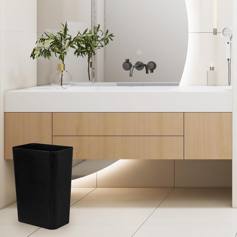 Eagrye 2-Pack Small Trash Can Plastic Bathroom Wastebasket 3 Gallon Slim Garbage Container Bin for Home Kitchen Bathroom Bedroom Office (Black) - Image 3