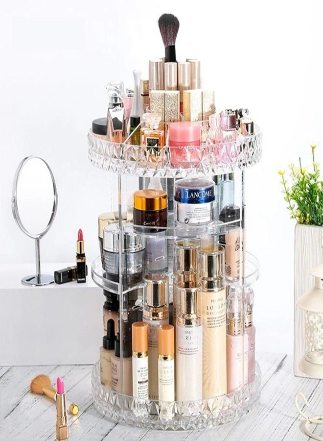 360 Rotating Makeup Organizer Adjustable Acrylic Clear - Image 3