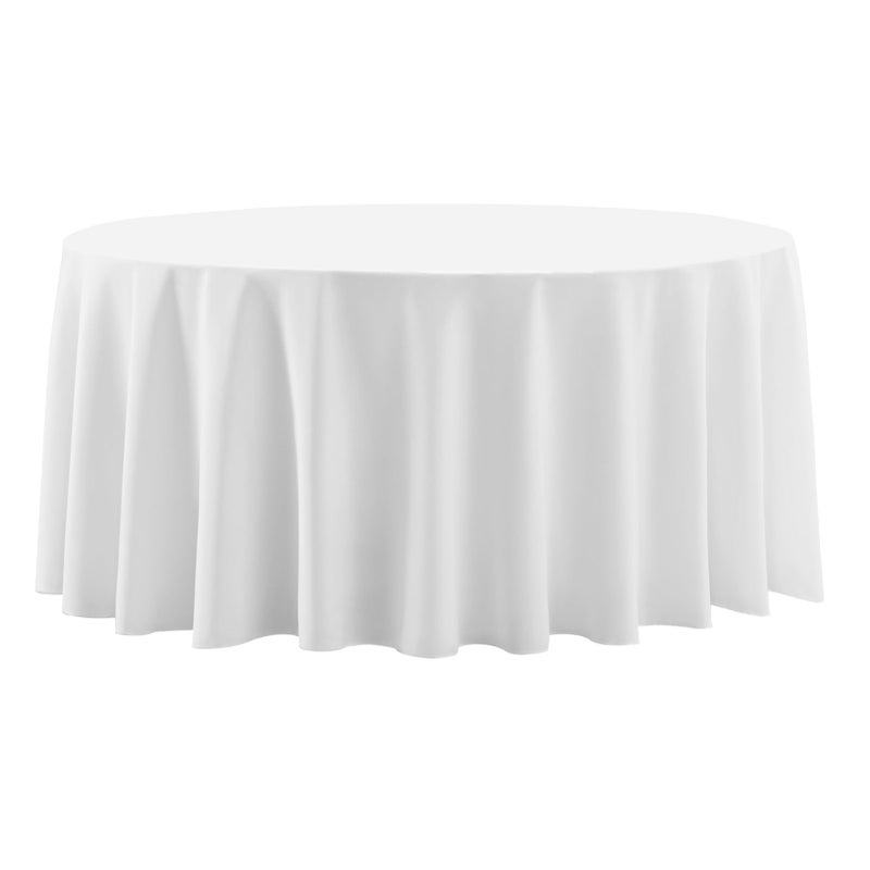 Aocoz Round Tablecloth 120 Inch 2 Pack White Tablecloths Washable Decorative Linen Polyester Table Clothes Cover for Dining Table Banquets Buffet Parties and Wedding