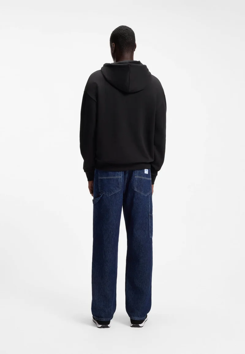 HUGO Cotton-terry hoodie with rectangle logo print