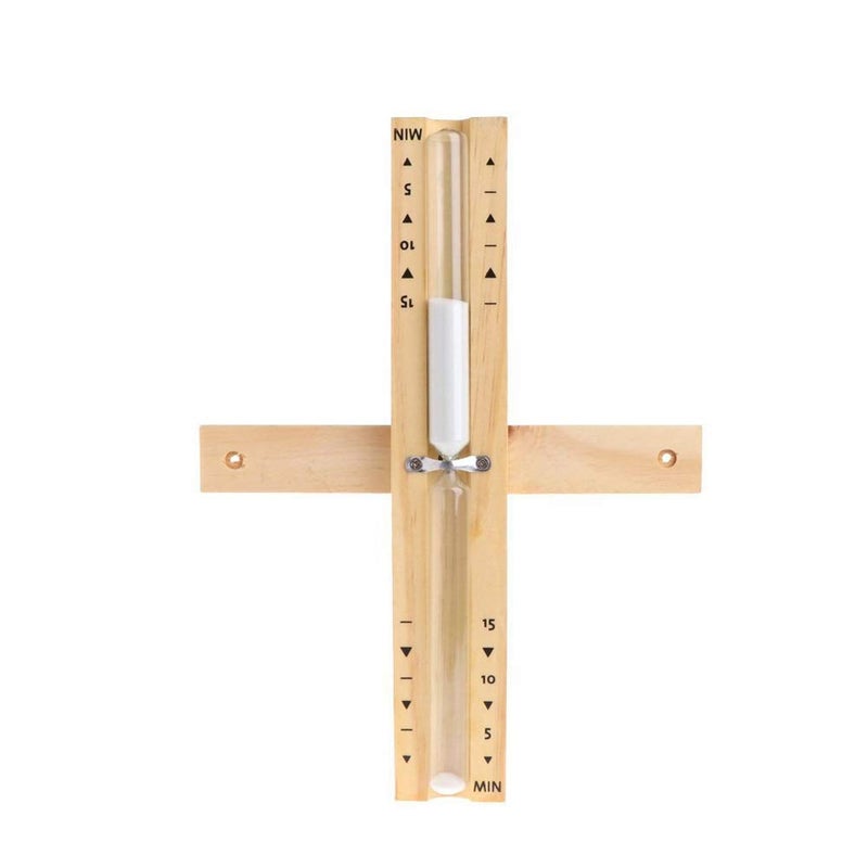 beiyoule Sauna Hourglass Sand Timer, Beech Wood 15 Minutes Accurate Hour-Glass, Rotating Heat Resistant Wooden Hour Glass (White Sand)  - Image 1
