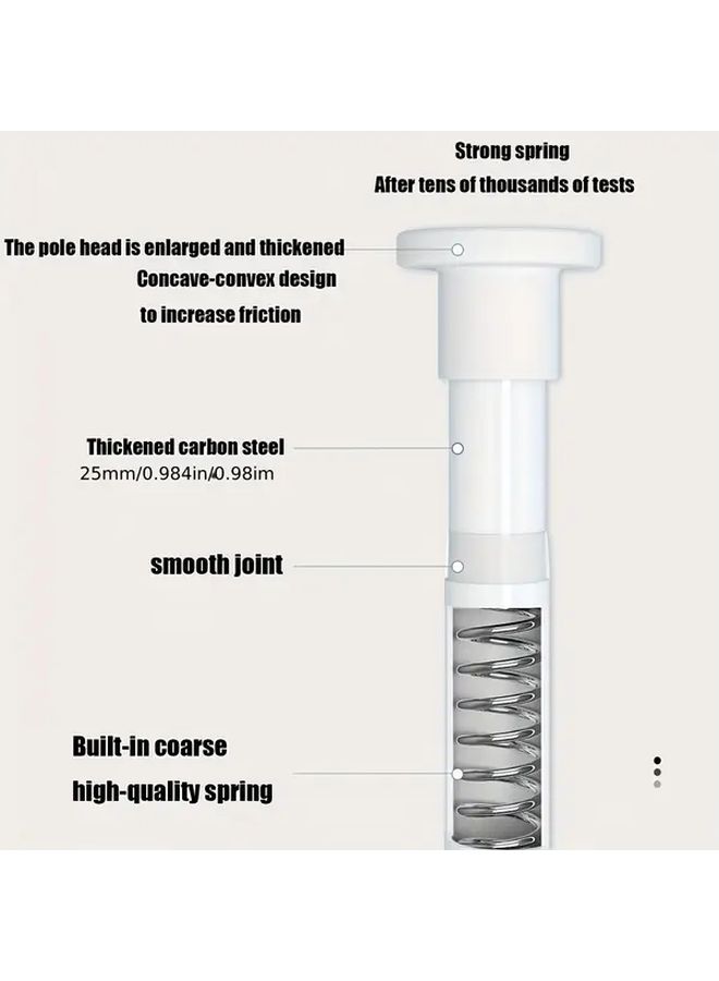 قضيب التوتر القابل للتعديل بدون حفر باللون الأبيض 19.69 إلى 31.5 بوصة لستائر الحمام والنوافذ - Image 4