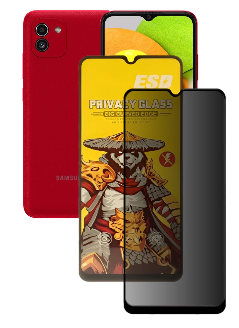 ESD Tempered Dustproof Privacy Glass Screen Protector Compatible For Samsung Galaxy A03 - Image 1