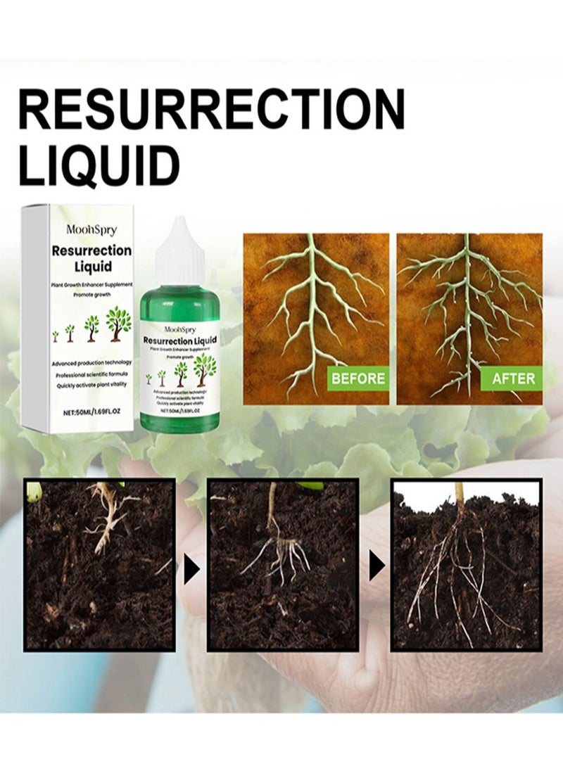 MOONSPRY 2 Pieces Plant Resurrection Liquid，Plant Activation And Growth Promoter，Seedling Liquid Fertilizer，Cutting Rooting Hormone，Suitable For Indoor And Outdoor Plants，Flowers And Fruits（50ml+50ml）  - Image 3