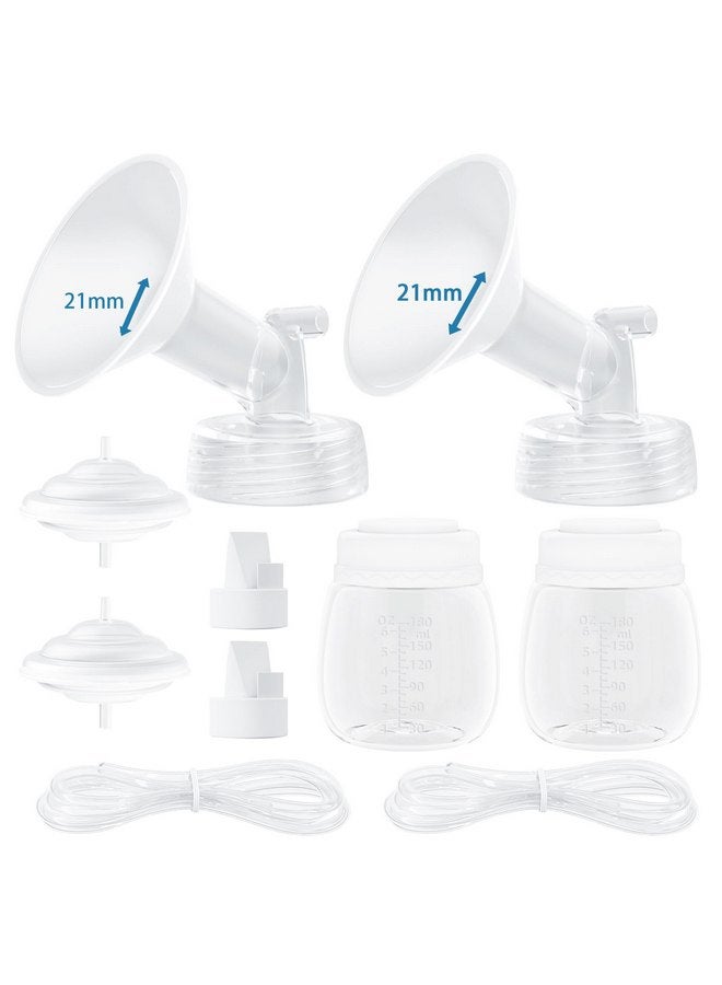 Hranio Breast Pump Parts Compatible with Spectra Replacement Pump Parts, Spectra Pump Parts, Spectra Breast Pump, Spectra Bottles, Spectra s1 s2 Pump Parts, Spectra Flange 21mm Full Set Replacements 2 Set - Image 1