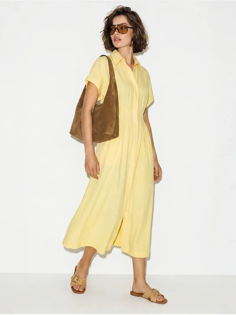 Bianco Lucci LUCCI Fitted Midi Shirt Dress