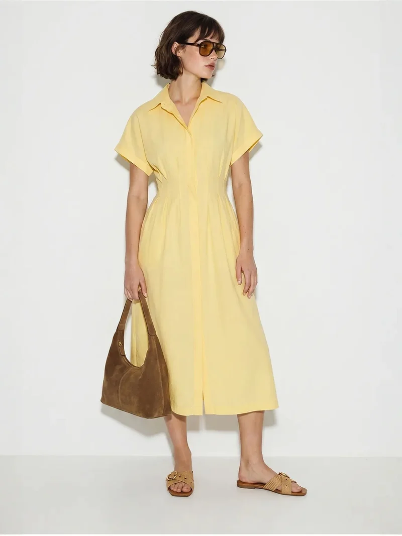 Bianco Lucci LUCCI Fitted Midi Shirt Dress