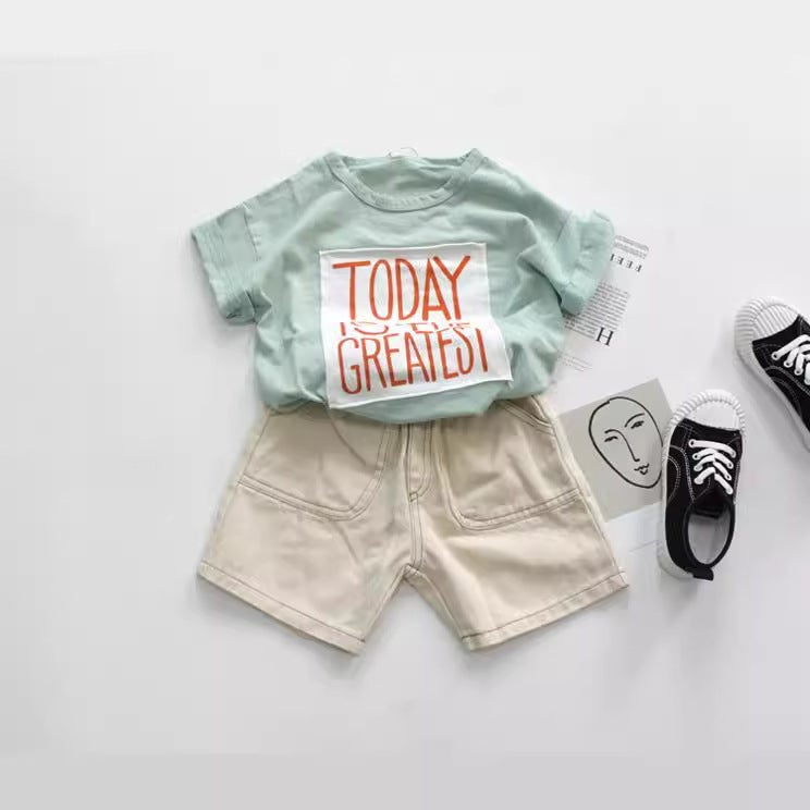 Summer Kidsren's T-Shirt Class a Boys Short-Sleeved Korean Printed Patch Loose Round Neck Girls' Tops Versatile Promotion - Image 4