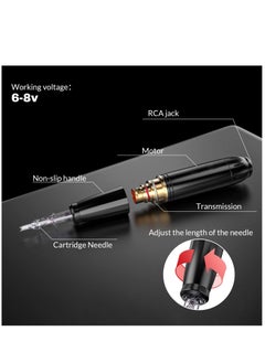Arabest Rotary Tattoo Pen Style Machine Kit Tattoo Pen Kit Tattoo Machine for Beginners Tattoo Supplies Black  - Image 2