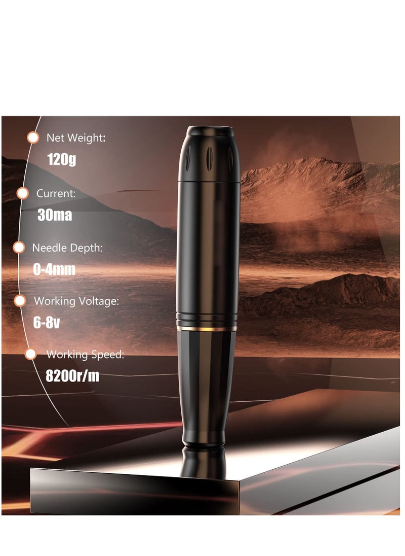 Arabest - Rotary Tattoo Pen Style Machine Kit Tattoo Pen Kit Tattoo Machine for Beginners Tattoo Supplies Black - Image 1