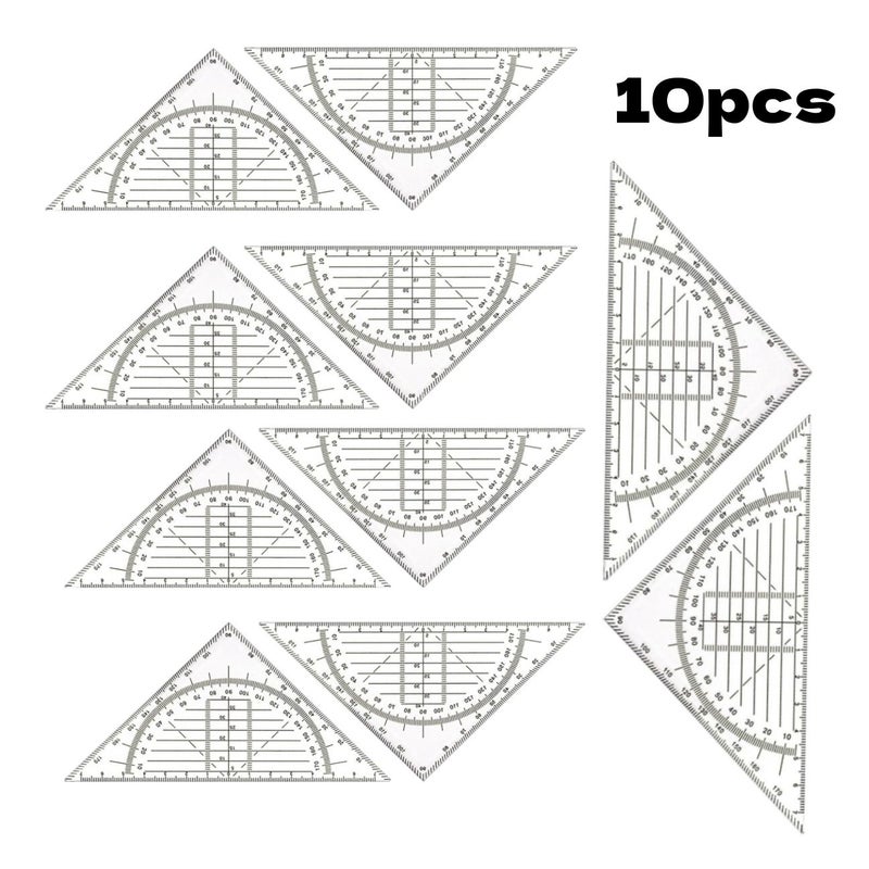 10Pcs Geometric Set Squares With 180 Protractor Drawing Ruler Architecture Tool - Image 1