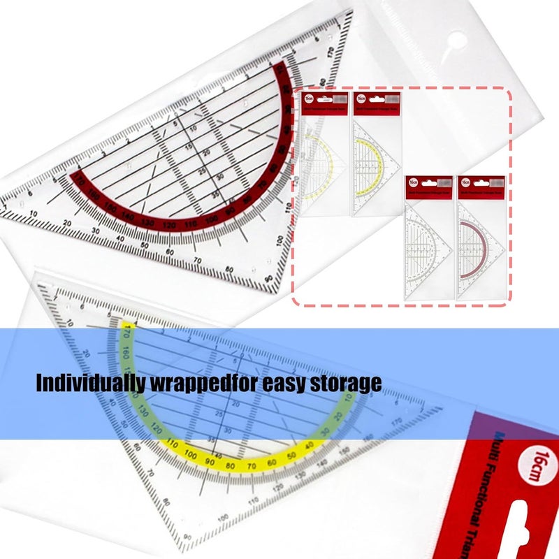 10Pcs Geometric Set Squares With 180 Protractor Drawing Ruler Architecture Tool - Image 3