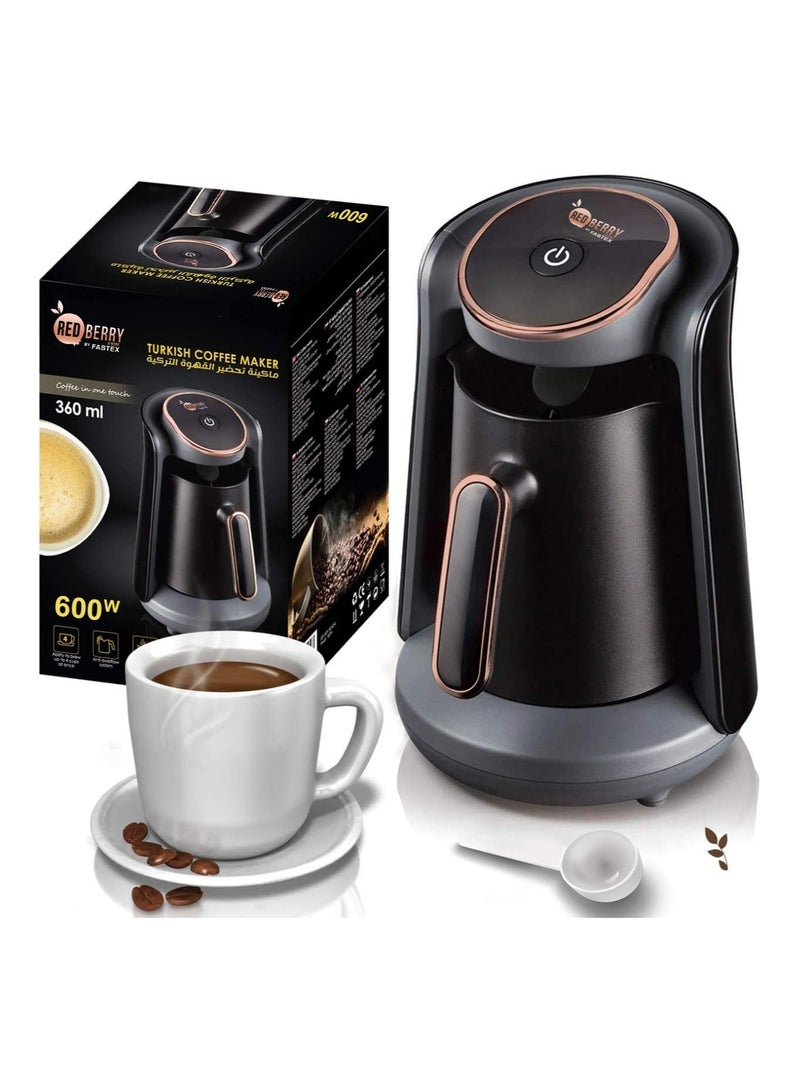 Red Berry Home Coffee Pot Automatic Turkish Coffee Maker Machine Cordless Electric Coffee Maker For Office Home Café Portable Travel Kettle For Easy Coffee Making Maker Pot Café Machine Black/Rose Gold Single  - Image 2