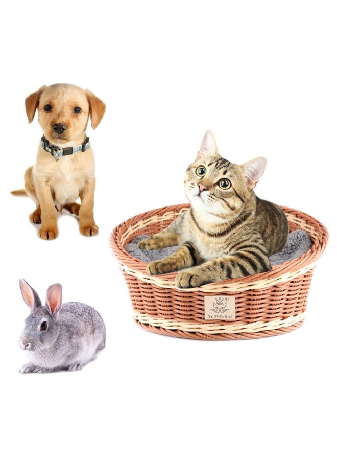 NIBEMINENT Dipped Round Knitted Basket With Blanket Coffee/Grey - Image 2