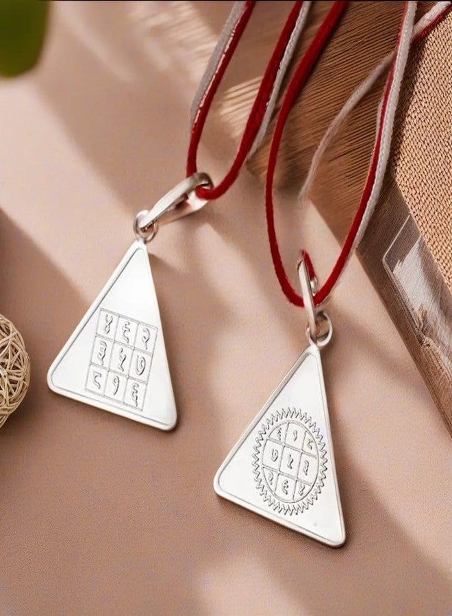 Trishakti Silver Surya pyra Yantra Pendant Energised Budh Locket,Triangle Shape - Image 2