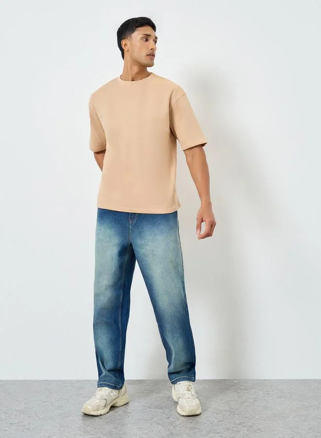 Styli Men Oversized Back Print Terry T-Shirt