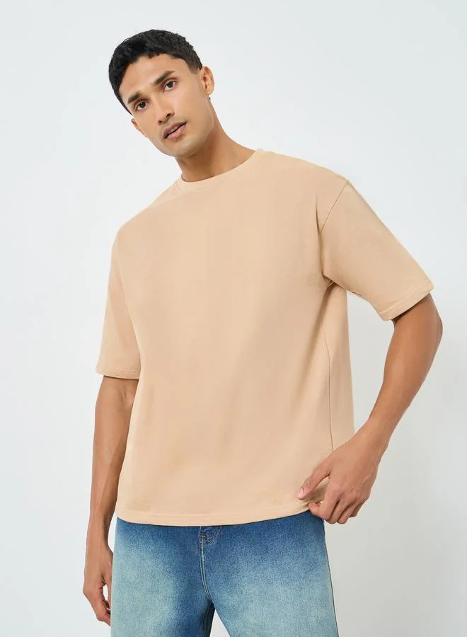 Styli Men Oversized Back Print Terry T-Shirt