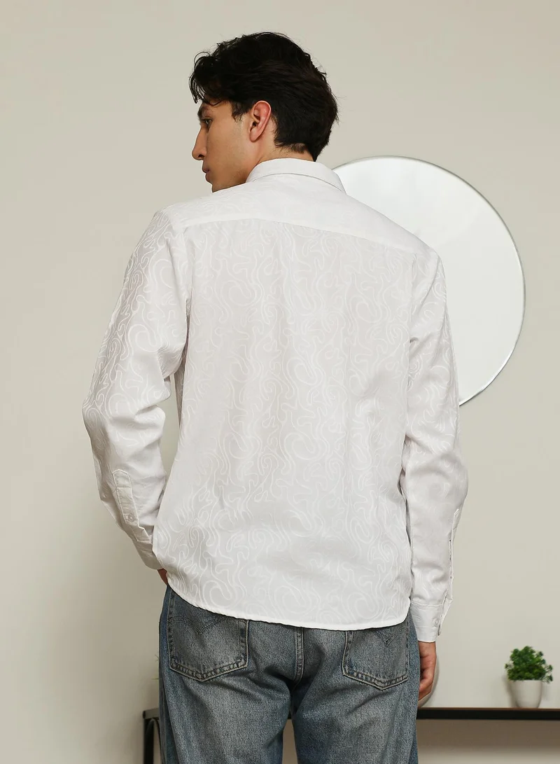 CAHOOT  Men's White Paisley Self-Design Slim Fit Shirt For Men for Men | Best Price UAE