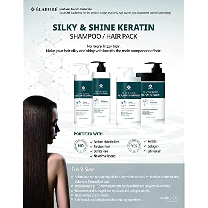 Elabore Silky & Shine KERATIN Shampoo & Pack SET 16.06fl.oz/ 475ml - Image 4