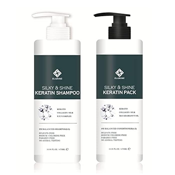 Elabore Silky & Shine KERATIN Shampoo & Pack SET 16.06fl.oz/ 475ml - Image 1