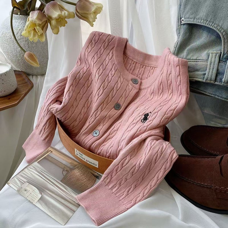 Outer Cardigan Soft Waxy Embroidered Round Neck Twist Cardigan Autumn New Retro Academy Style Sweater Top - Image 1