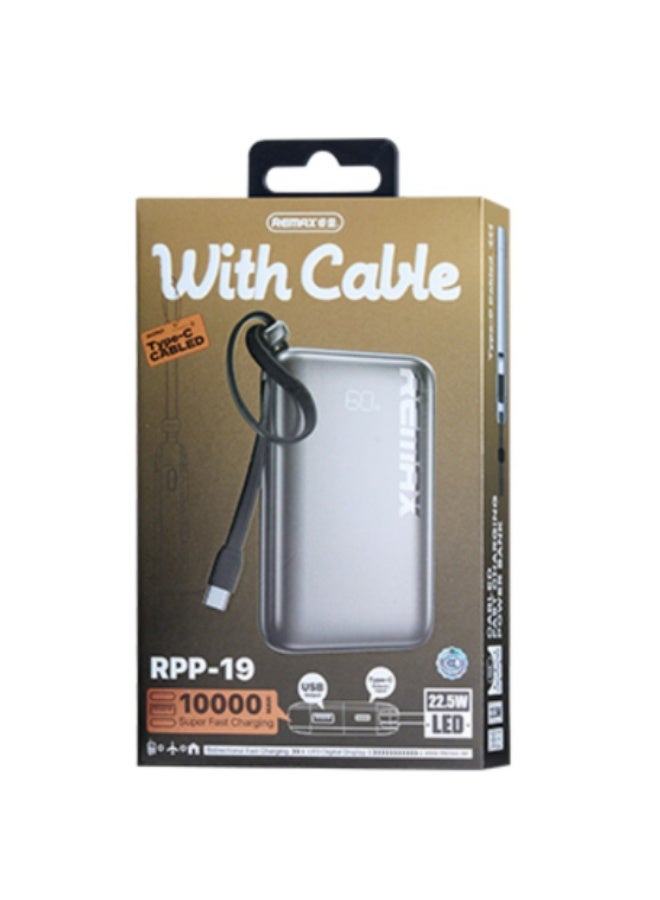 ريماكس باور بانك RPP-19 سعة 10000 مللي أمبير/ساعة، باور بانك مع شحن سريع 22.5 وات + 20 وات بتقنية PD، شاشة رقمية LED، مدخل مزدوج ومخرج ثلاثي، منفذ Type-C ثنائي الاتجاه، تصميم معدني رفيع - Image 2