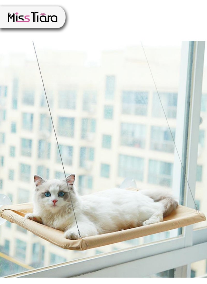 MissTiara Cat Window Perch Window Seat Suction Cups Space Saving Cat Hammock Pet Resting Seat Safety Cat Shelves Providing All Around 360° Sunbath for Cats Weighted up to 12kg  - Image 1