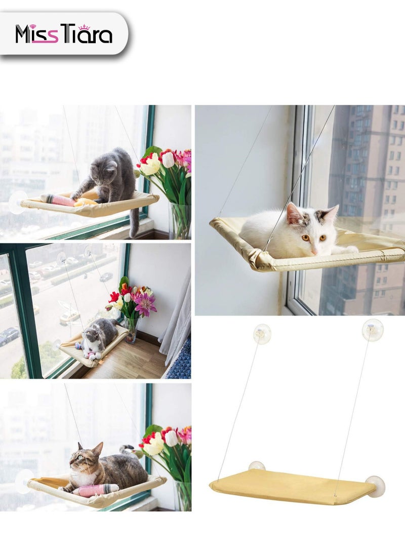 MissTiara Cat Window Perch Window Seat Suction Cups Space Saving Cat Hammock Pet Resting Seat Safety Cat Shelves Providing All Around 360° Sunbath for Cats Weighted up to 12kg  - Image 2