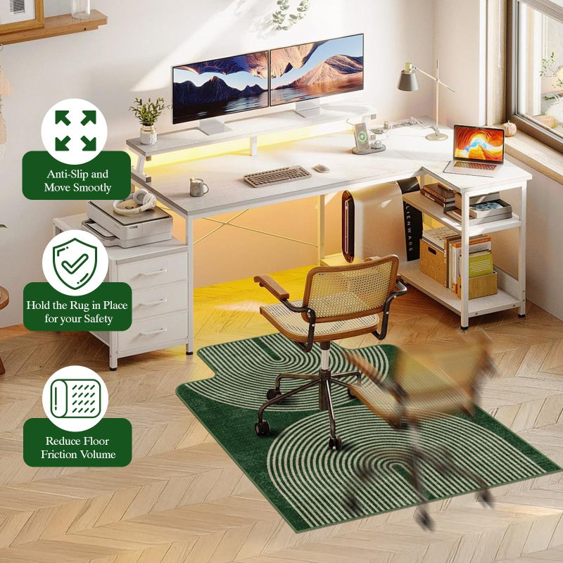 Lreedy Office Chair Mat for Hardwood Floor & Tile Floor,36"X 48" Heavy Duty Desk Chair Mat for Hard Floors, Under Desk Rug for Rolling Computer Chair,Anti Slip,Low Pile Carpet Protector-Convex Geo Green - Image 4