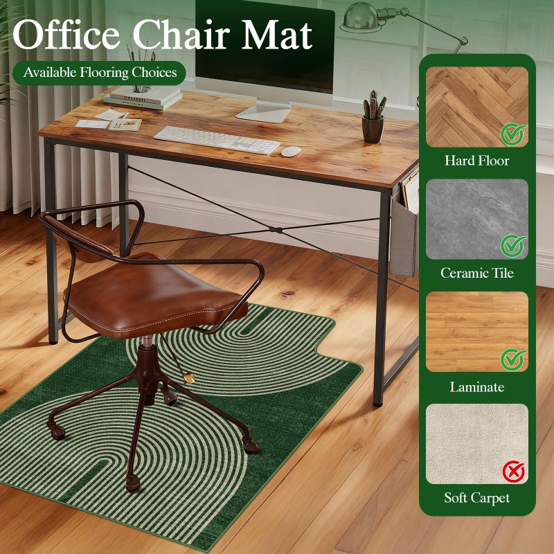 Lreedy Office Chair Mat for Hardwood Floor & Tile Floor,36"X 48" Heavy Duty Desk Chair Mat for Hard Floors, Under Desk Rug for Rolling Computer Chair,Anti Slip,Low Pile Carpet Protector-Convex Geo Green - Image 3