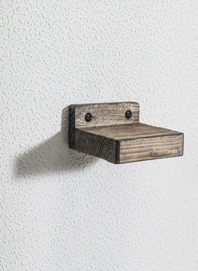 Freezing point Set of 2 Natural Wood 4Inch Small Wall Shelf Mini Floating Shelves for Wall Decor Plant Display Collectibles Mounted Kitchen Bathroom Bedroom Corner Decorative Storage Tiny Stand Brown - Image 3