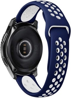 Bikson For Samsung Gear S3 / Galaxy Watch/Huawei GT2 / Fossil Breathable Nike Sport Band Design with Air Holes and Quick Release Pin - Double Colors Strap - Navy/White 